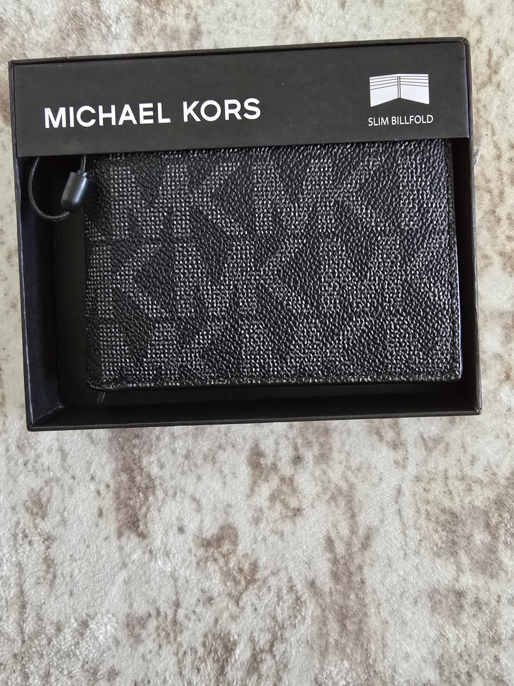 Michael Kors Black Textured Signature Slim Billfold Money Clip